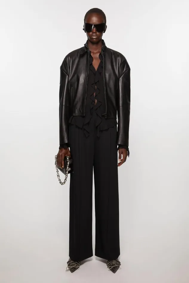 Acne Studios Tailored Wool Blend Trousers Black Woman Trousers