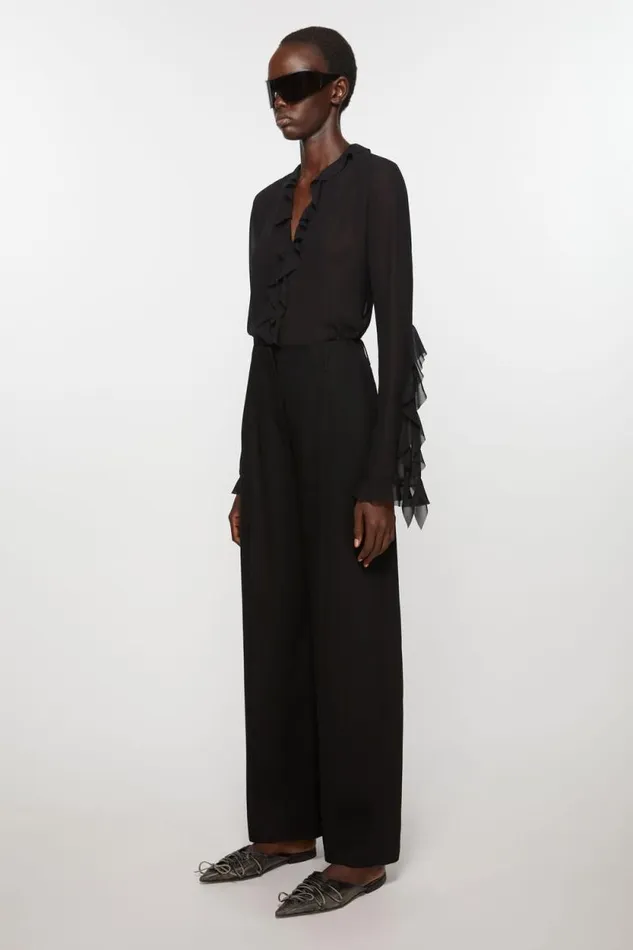 Acne Studios Tailored Wool Blend Trousers Black Woman Trousers