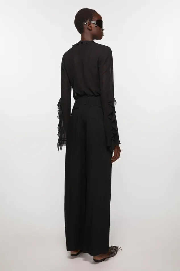 Acne Studios Tailored Wool Blend Trousers Black Woman Trousers