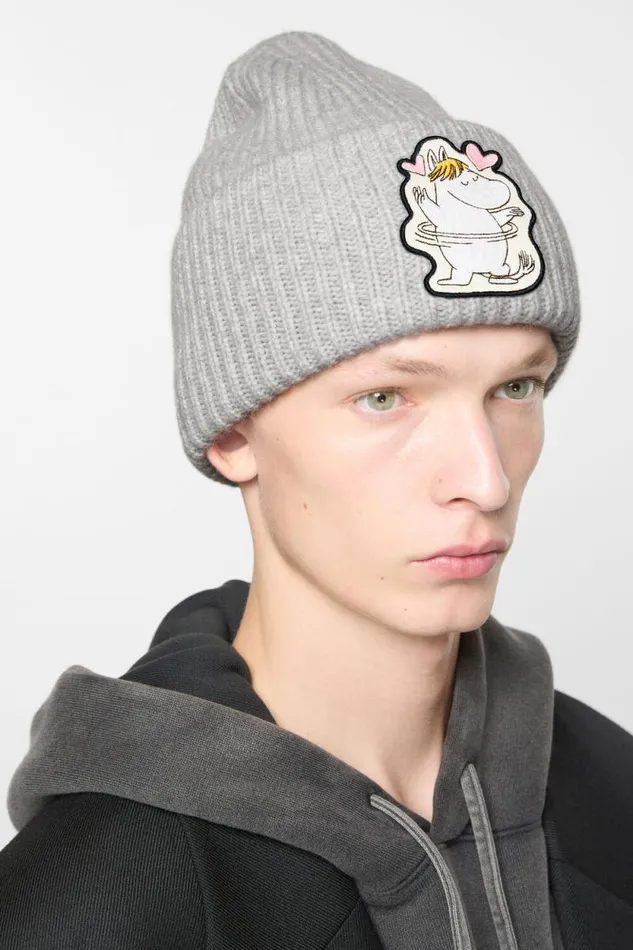 Acne Studios Wool Beanie Acne Studios X Moomin Light Grey Melange Man Hats