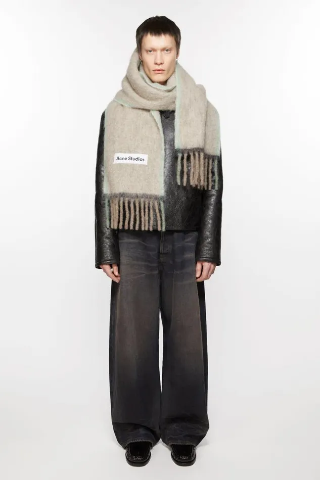 Acne Studios Wool Mohair Scarf 8211 Narrow Beigegrey Woman Scarves