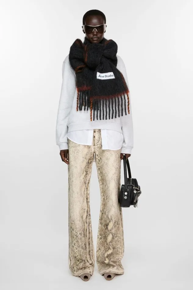 Acne Studios Wool Mohair Scarf 8211 Narrow Black Woman Scarves