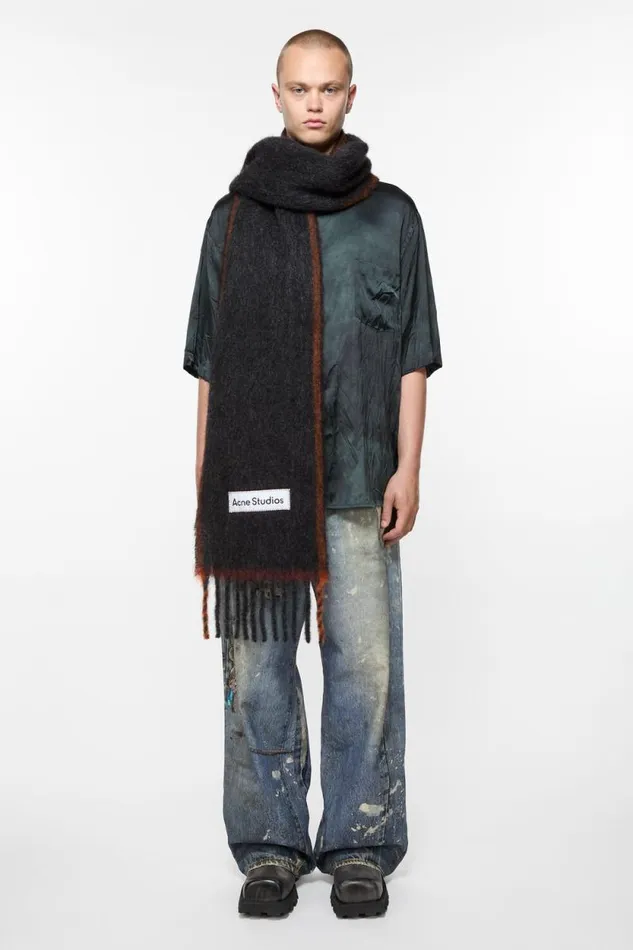 Acne Studios Wool Mohair Scarf 8211 Narrow Black Woman Scarves