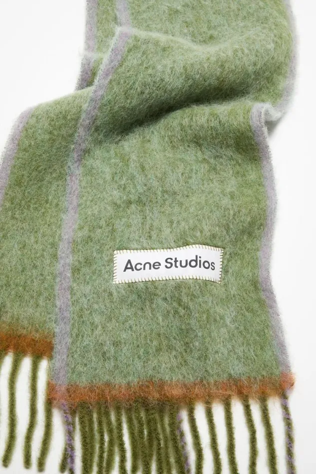Acne Studios Wool Mohair Scarf 8211 Narrow Grass Green Woman Scarves
