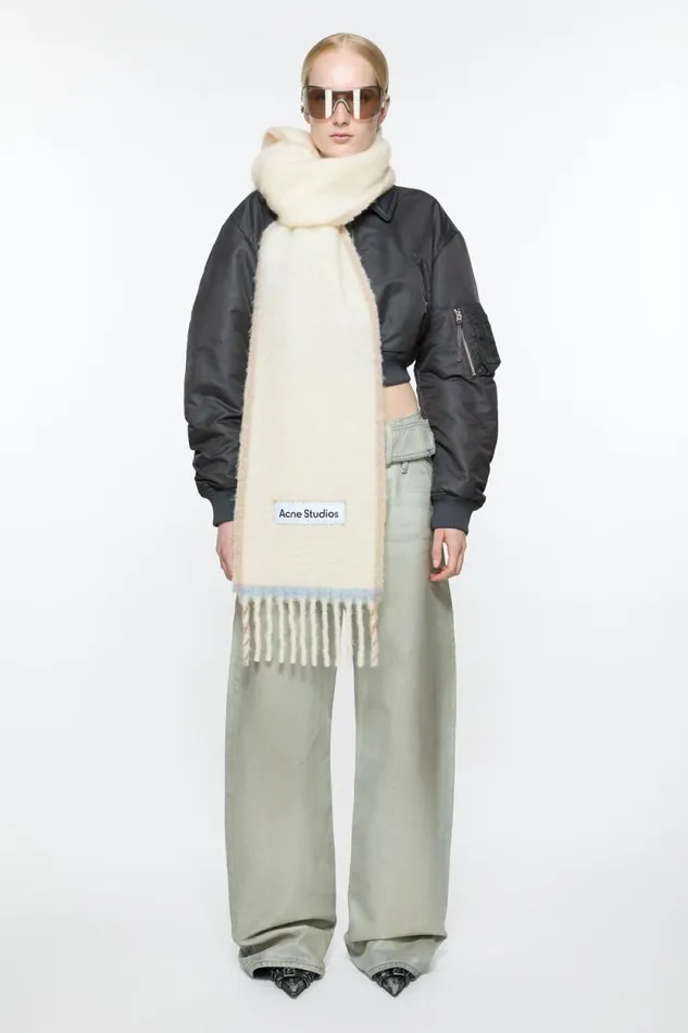 Acne Studios Wool Mohair Scarf 8211 Narrow White Man Scarves