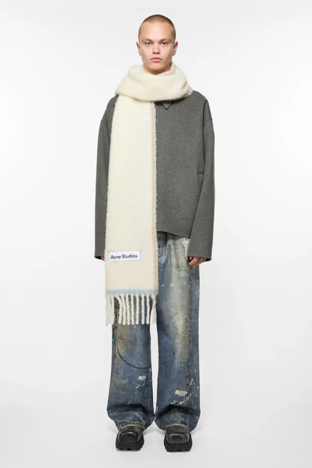 Acne Studios Wool Mohair Scarf 8211 Narrow White Man Scarves