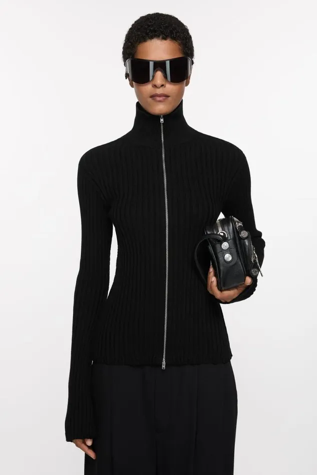 Acne Studios Zip Up Cardigan Black Woman Knitwear