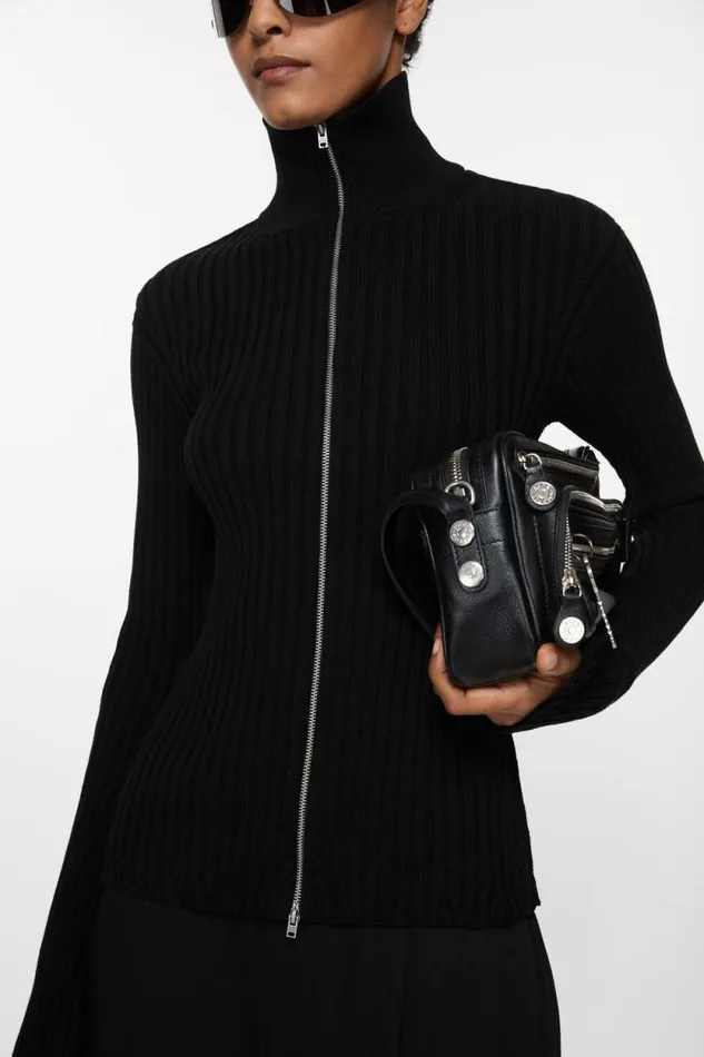 Acne Studios Zip Up Cardigan Black Woman Knitwear