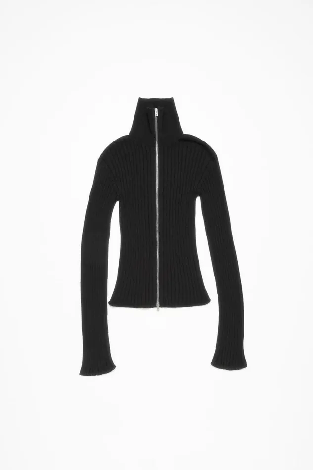 Acne Studios Zip Up Cardigan Black Woman Knitwear