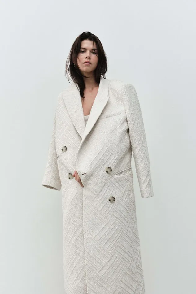 Aje Blazers Jackets and Coats Tectonic Jacquard Coat Cream 8211 Women