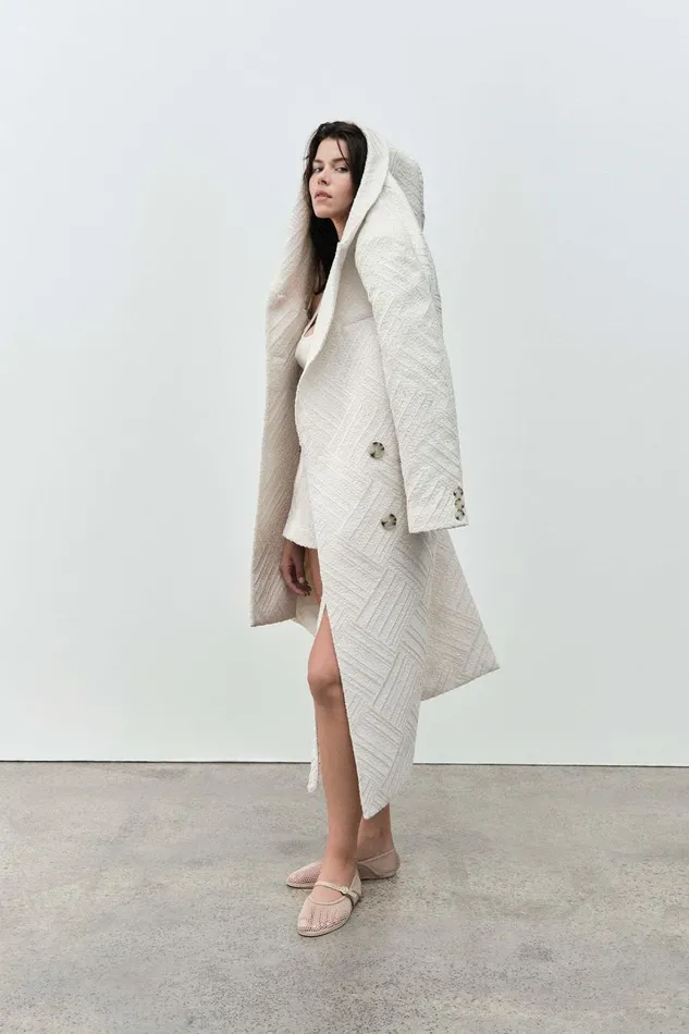 Aje Blazers Jackets and Coats Tectonic Jacquard Coat Cream 8211 Women