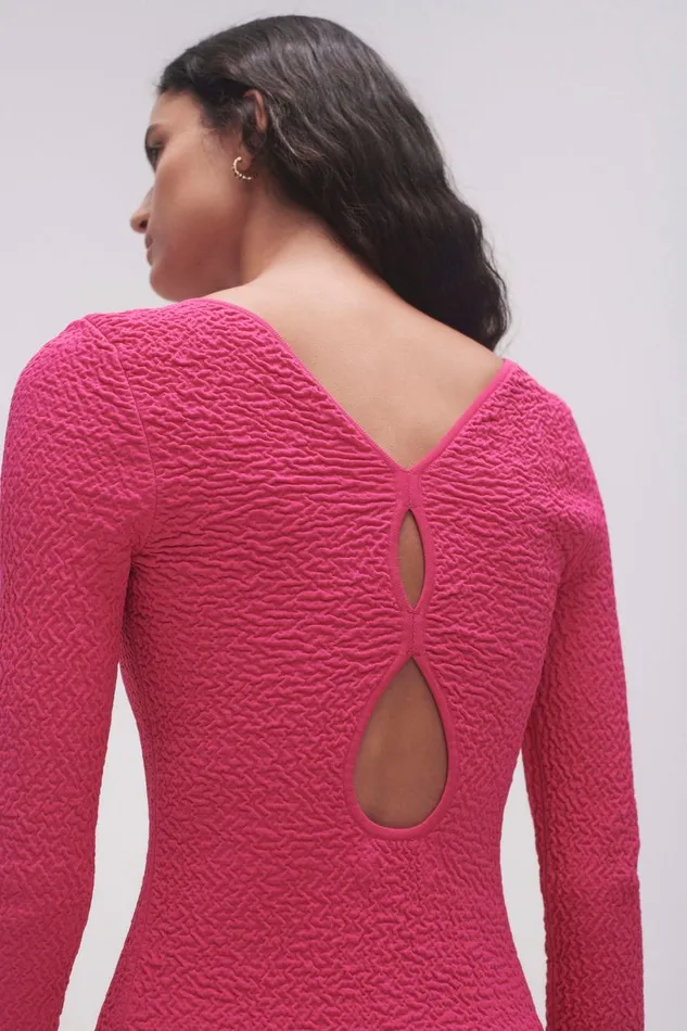 Aje Body and Crepe Knit Echo Bubble Body Dress Hot Pink 8211 Women