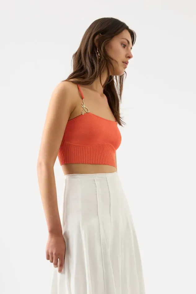 Aje Body and Crepe Knit Lucia Knit Bustier Coral 8211 Women Aje Body and Crepe Knit Lucia Knit Bustier Coral 8211 Women