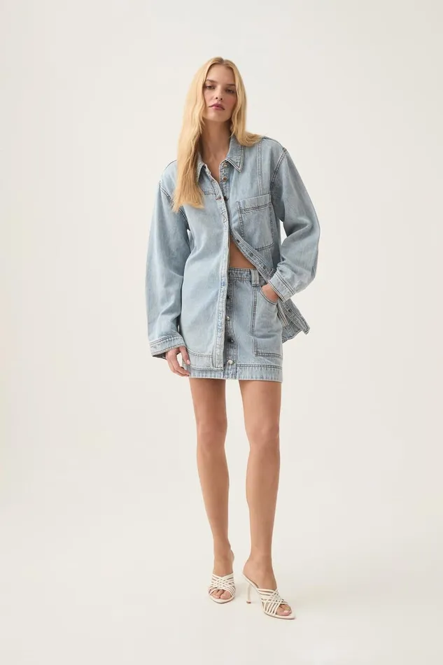 Aje Denim Aura Denim Shirt Sea Spray Wash 8211 Women Aje Denim Aura Denim Shirt Sea Spray Wash 8211 Women