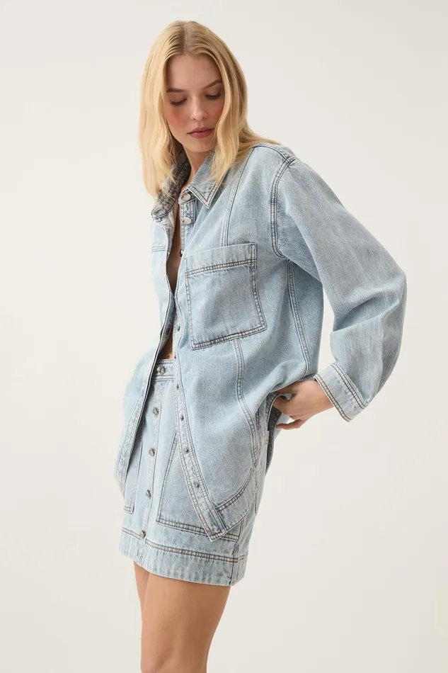 Aje Denim Aura Denim Shirt Sea Spray Wash 8211 Women Aje Denim Aura Denim Shirt Sea Spray Wash 8211 Women