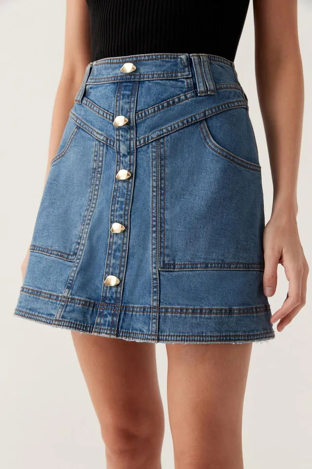 Aje Denim Belmond Denim Mini Skirt 90039s Wash 8211 Women