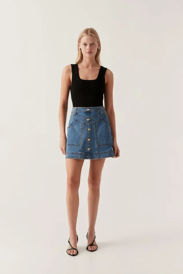Aje Denim Belmond Denim Mini Skirt 90039s Wash 8211 Women