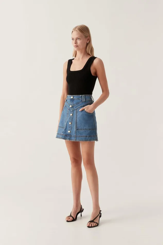 Aje Denim Belmond Denim Mini Skirt 90039s Wash 8211 Women