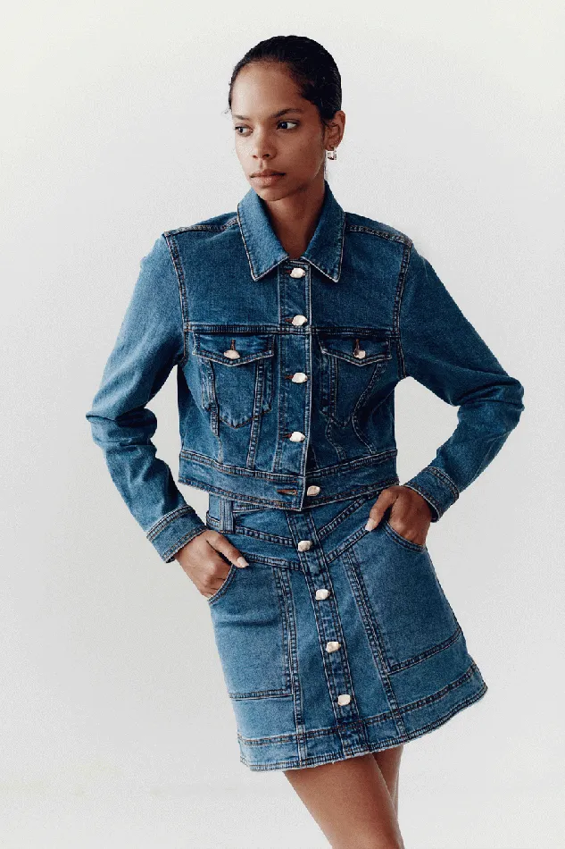 Aje Denim Coda Denim Cropped Jacket 90039s Wash 8211 Women