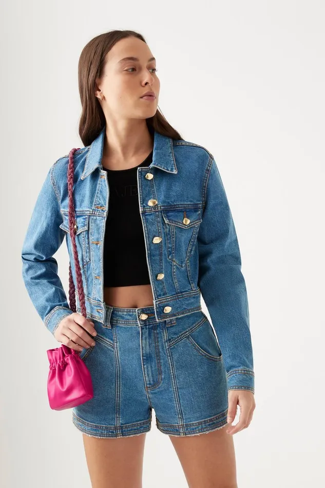 Aje Denim Coda Denim Cropped Jacket 90039s Wash 8211 Women