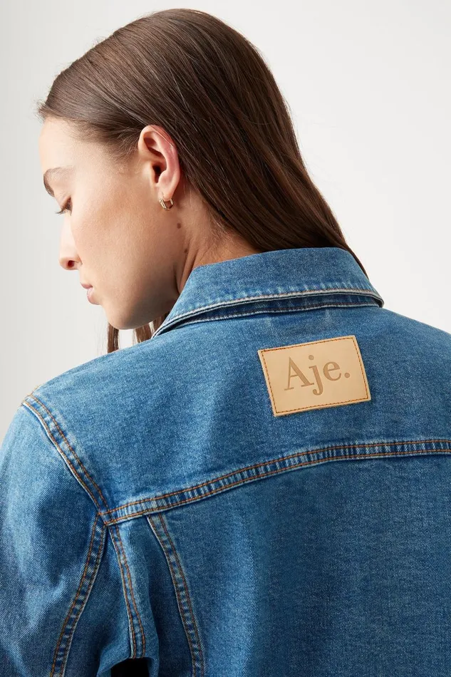 Aje Denim Coda Denim Cropped Jacket 90039s Wash 8211 Women
