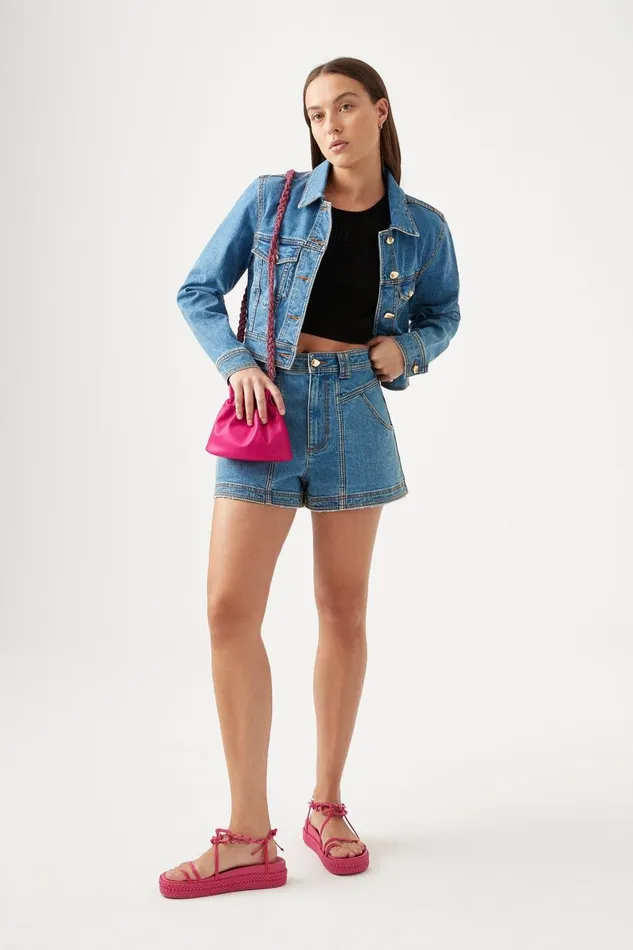 Aje Denim Coda Denim Cropped Jacket 90039s Wash 8211 Women