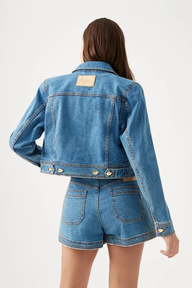 Aje Denim Coda Denim Cropped Jacket 90039s Wash 8211 Women