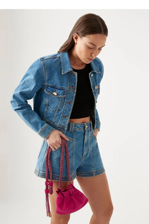 Aje Denim Coda Denim Cropped Jacket 90039s Wash 8211 Women