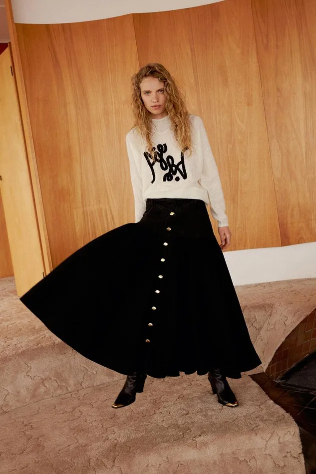 Aje Denim Maya Belmond Denim Midi Skirt Black 8211 Women