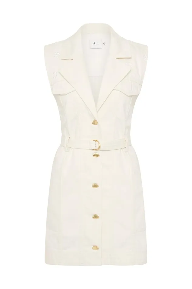 Aje Denim Ren Denim Mini Dress White 8211 Women Aje Denim Ren Denim Mini Dress White 8211 Women
