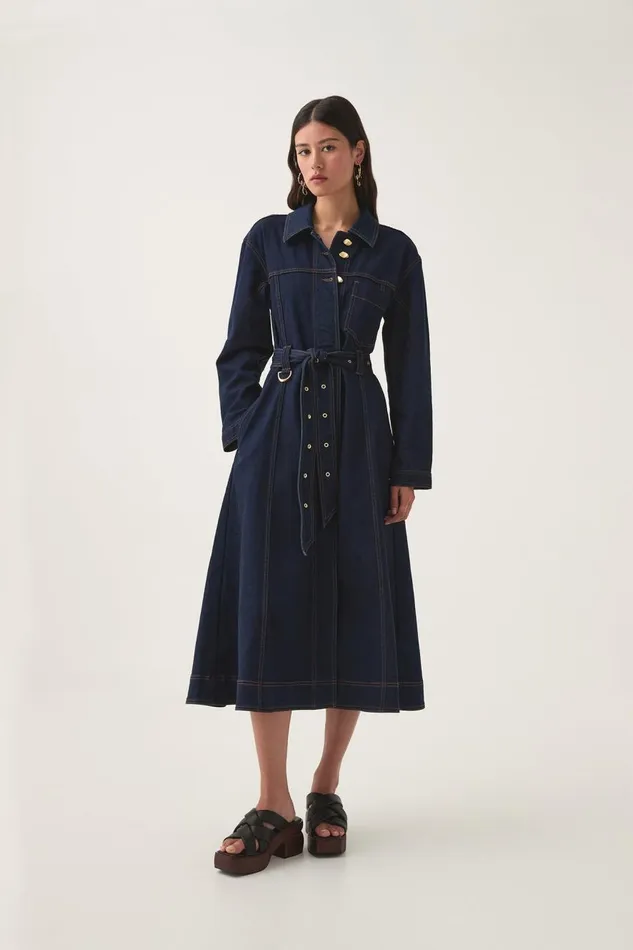 Aje Denim Resonance Denim Midi Dress Indigo 8211 Women Aje Denim Resonance Denim Midi Dress Indigo 8211 Women
