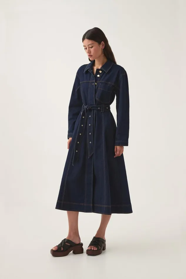 Aje Denim Resonance Denim Midi Dress Indigo 8211 Women Aje Denim Resonance Denim Midi Dress Indigo 8211 Women