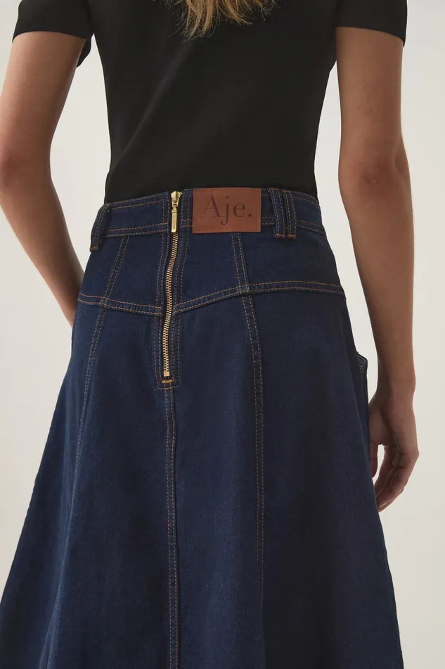Aje Denim Resonance Denim Midi Skirt Indigo 8211 Women