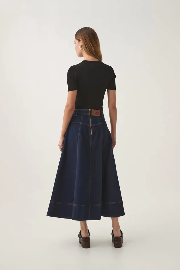 Aje Denim Resonance Denim Midi Skirt Indigo 8211 Women