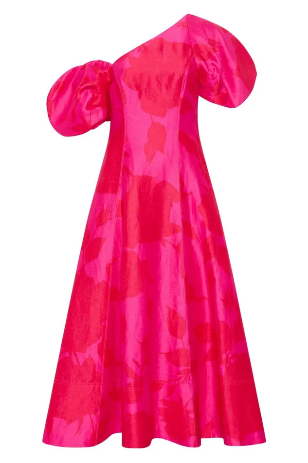 Aje Dresses Arista Tulip Sleeve Midi Dress Florescent Rose 8211 Women Aje Dresses Arista Tulip Sleeve Midi Dress Florescent Rose 8211 Women