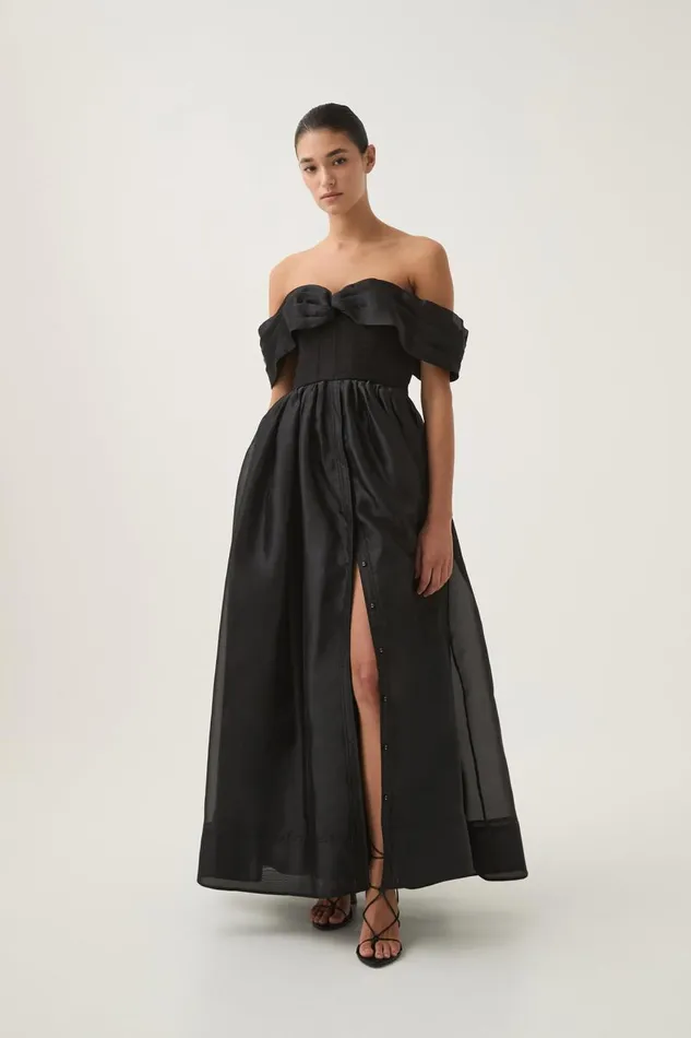 Aje Dresses Cordelia Corseted Maxi Dress Black 8211 Women