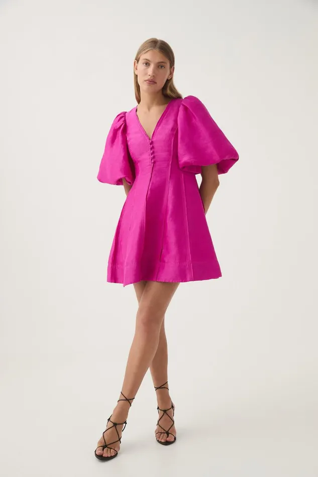Aje Dresses Dusk Puff Sleeve Mini Dress Deep Magenta 8211 Women