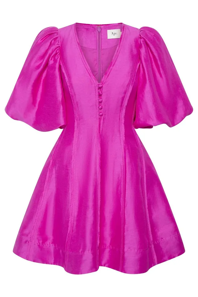 Aje Dresses Dusk Puff Sleeve Mini Dress Deep Magenta 8211 Women Aje Dresses Dusk Puff Sleeve Mini Dress Deep Magenta 8211 Women
