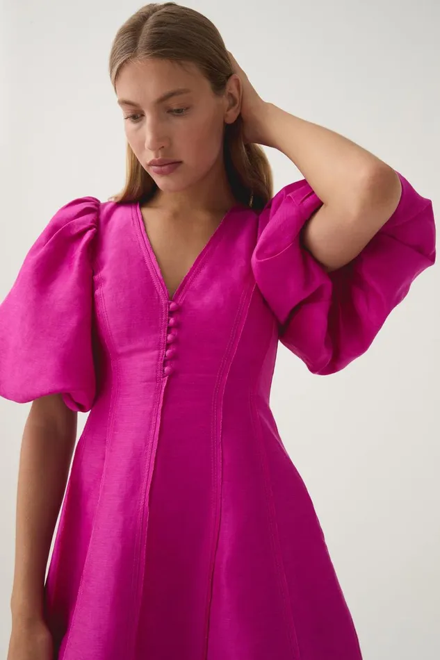 Aje Dresses Dusk Puff Sleeve Mini Dress Deep Magenta 8211 Women Aje Dresses Dusk Puff Sleeve Mini Dress Deep Magenta 8211 Women