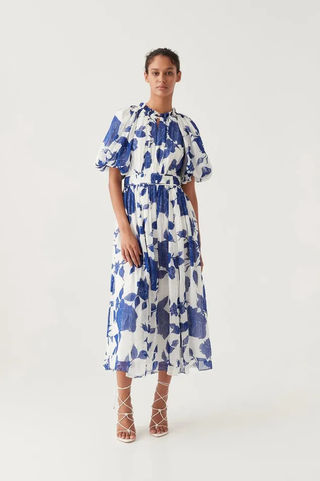 Aje Dresses Elysium Blouson Midi Dress Neo Rose 8211 Women