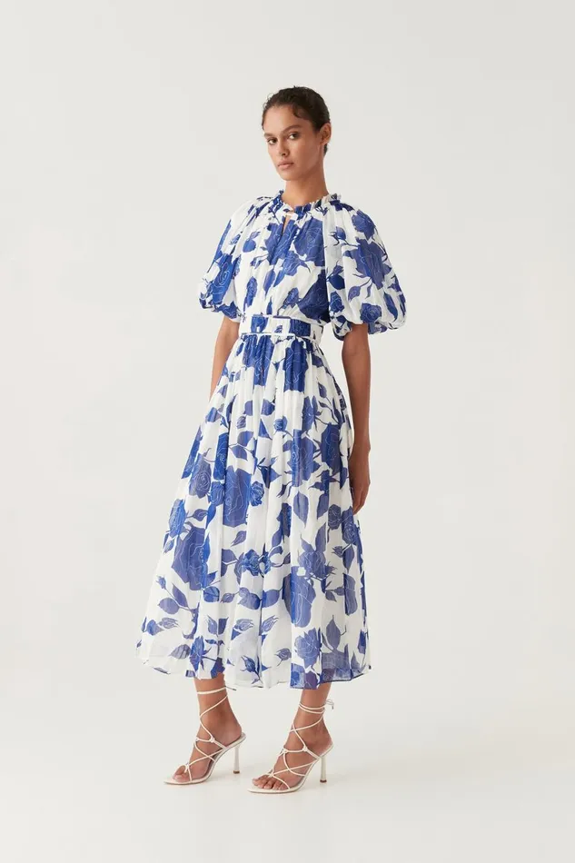 Aje Dresses Elysium Blouson Midi Dress Neo Rose 8211 Women Aje Dresses Elysium Blouson Midi Dress Neo Rose 8211 Women