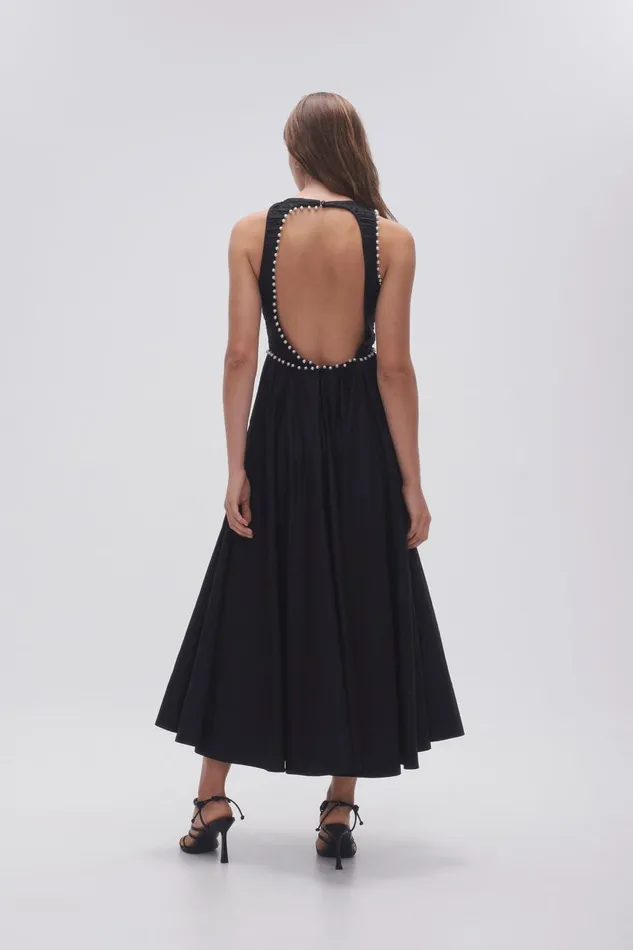 Aje Dresses Florence Pearl Trim Midi Dress Black 8211 Women