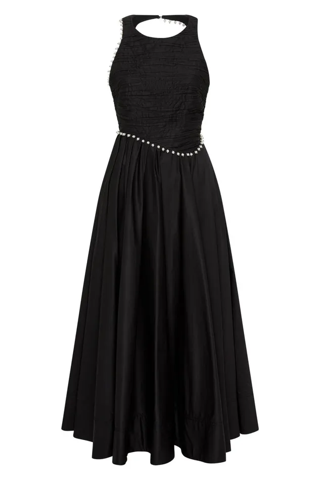 Aje Dresses Florence Pearl Trim Midi Dress Black 8211 Women Aje Dresses Florence Pearl Trim Midi Dress Black 8211 Women