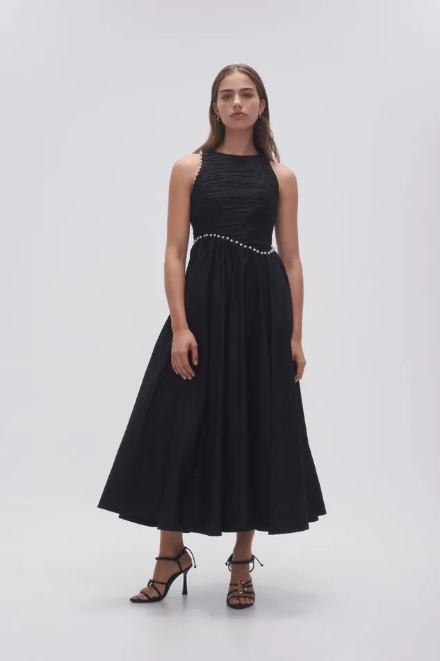 Aje Dresses Florence Pearl Trim Midi Dress Black 8211 Women Aje Dresses Florence Pearl Trim Midi Dress Black 8211 Women