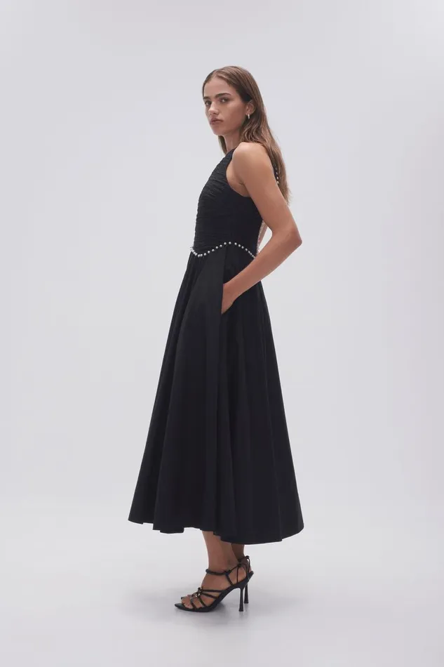 Aje Dresses Florence Pearl Trim Midi Dress Black 8211 Women Aje Dresses Florence Pearl Trim Midi Dress Black 8211 Women