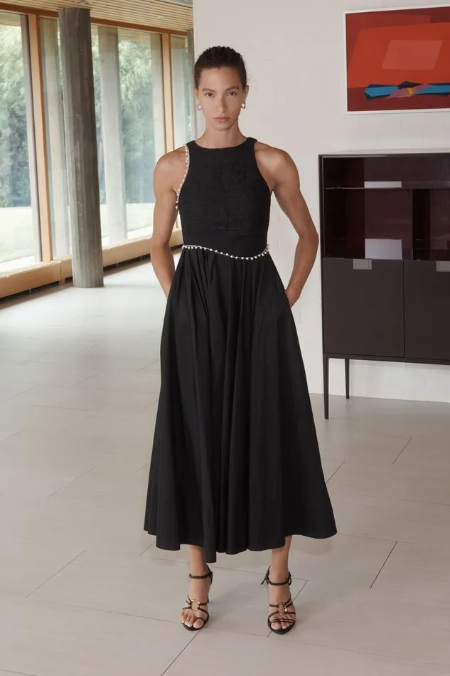 Aje Dresses Florence Pearl Trim Midi Dress Black 8211 Women Aje Dresses Florence Pearl Trim Midi Dress Black 8211 Women