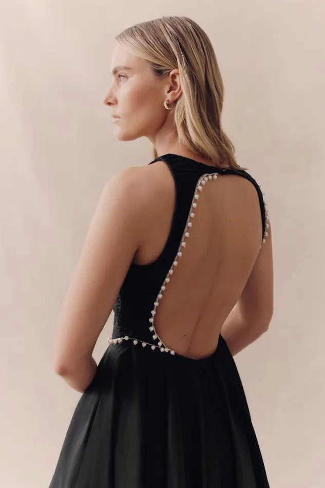 Aje Dresses Florence Pearl Trim Midi Dress Black 8211 Women Aje Dresses Florence Pearl Trim Midi Dress Black 8211 Women