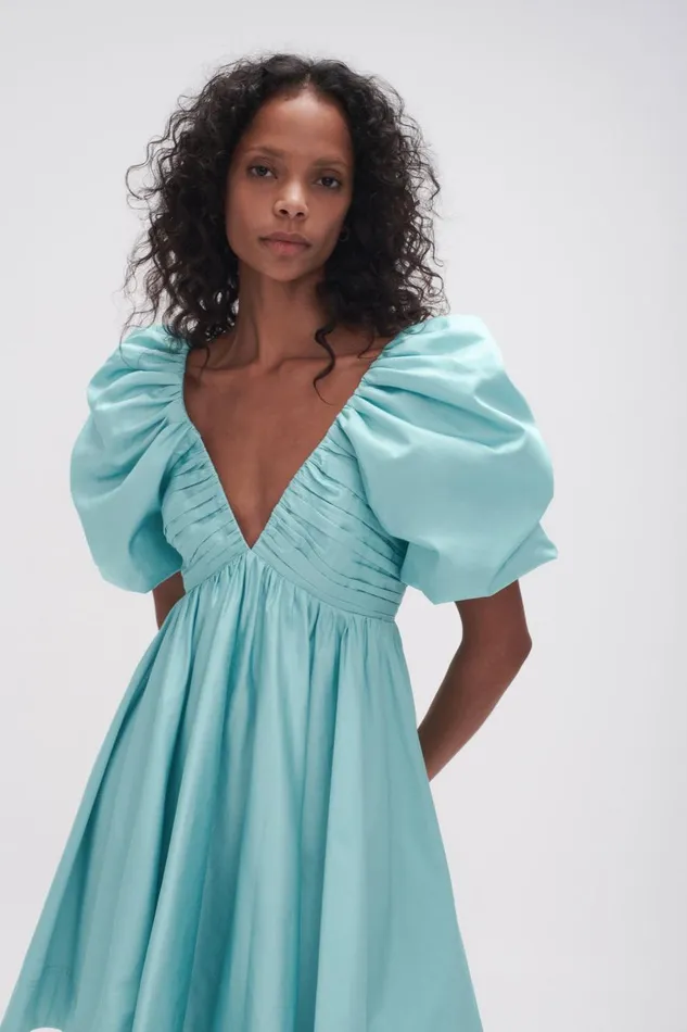 Aje Dresses Gabrielle Plunge Mini Dress Spearmint Blue 8211 Women Aje Dresses Gabrielle Plunge Mini Dress Spearmint Blue 8211 Women