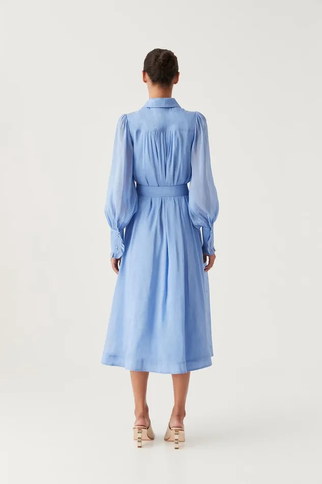 Aje Dresses Iris Pleated Bib Midi Dress Mist Blue 8211 Women Aje Dresses Iris Pleated Bib Midi Dress Mist Blue 8211 Women