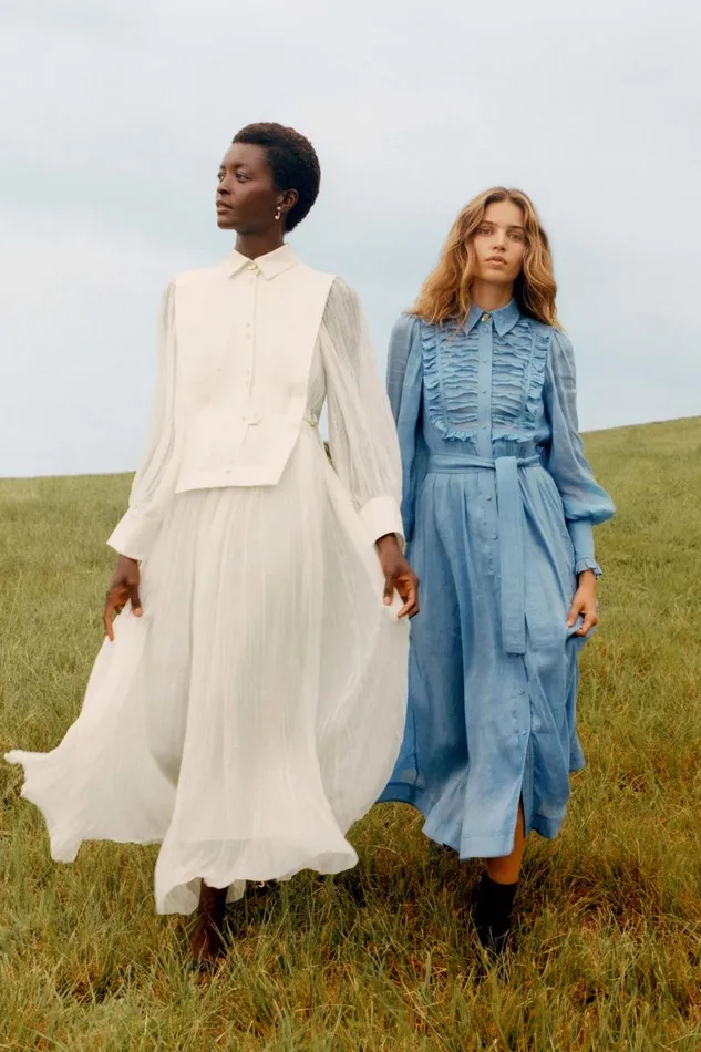 Aje Dresses Iris Pleated Bib Midi Dress Mist Blue 8211 Women Aje Dresses Iris Pleated Bib Midi Dress Mist Blue 8211 Women
